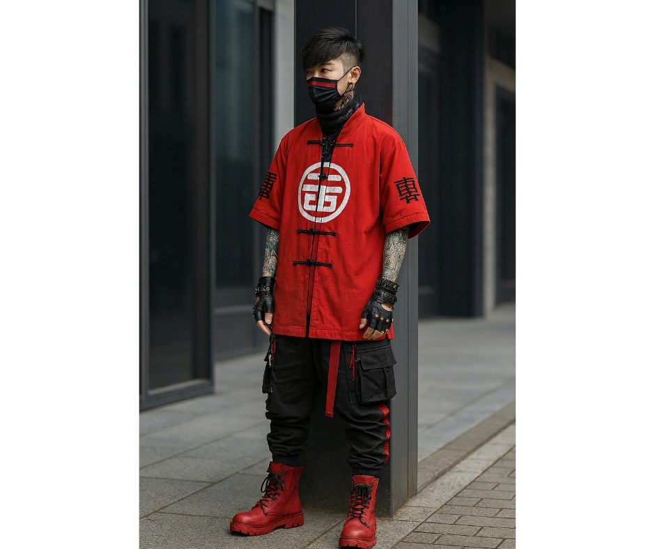 Red Samurai Symbol Oversized T-Shirt